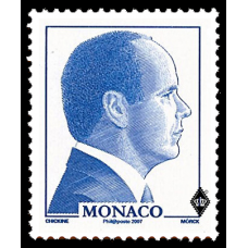 Effigy in profile of H.S.H. Prince Albert II in blue color