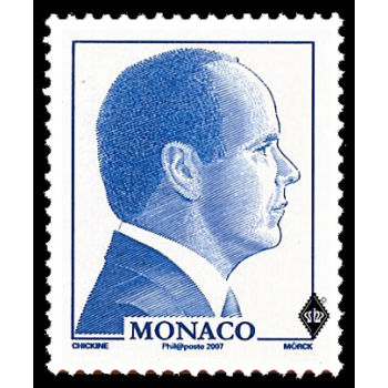 Effigy in profile of H.S.H. Prince Albert II in blue color