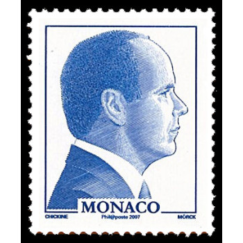 Effigie de profil de S.A.S. le Prince Albert II de couleur bleue