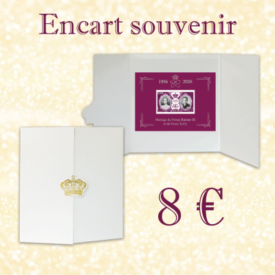 ENCART SOUVENIR 70e ANNIVERSAIRE DU MARIAGE DU PRINCE RAINIER III ET DE GRACE KELLY